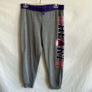 Danskin Now “Cheer Your Heart Out!” gray joggers, size L (10–12)